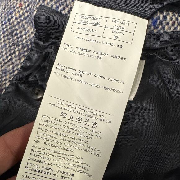 Faconnable Mens Overcoat 40R/50 Italy Blue Pattern 100% Wool Made in Italy $1699 - Picture 8 of 10